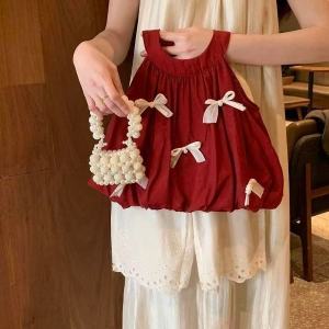 ชุดเซ็ตสองชิ้นสไตล์ต่างประเทศสำหรับผู้หญิง เสื้อกั๊ก กางเกงขายาว หวาน