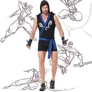 European and American Halloween cos Costume Mens Ninja Assassin Jumpsuit Cosplay Clothing