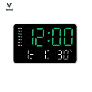 LED Digital Alarm Clock Electronic Wall Clock Multifunctional Bedside Alarm Clock Boarderless Wall-mounted Clock for Home Office [Vodool Shophouse]