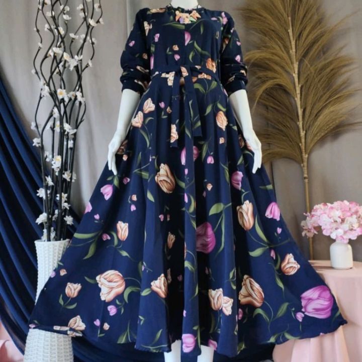 PROMO!!! GAMIS MONALISA MOTIF BUNGA TULIP // GAMIS DEWASA MOTIF BUNGA