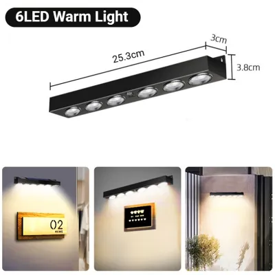 【Malaysia Stock】8LED Solar Wall Light Outdoor Waterproof doorplate light Rechargeable Solar Powered Wall Light Super Bright Auto ON/OFF Garden Decoration Solar Signboard Lights Doorplate Lamp Balcony Staircase Fence Atmosphere Light