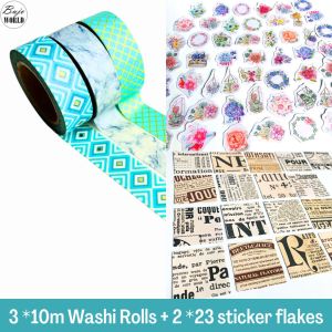 3 WASHI TAPES &  46 STICKERS BUNDLE - BUJOWORLD READING LOVE PACK