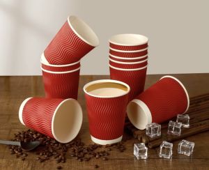 25pcs/12oz red /Black /kraft Ripple paper cup 90mm cup only coffee cup coffee milk tea paper cup Disposable paper cup