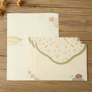 9pcs/set Animal Series Envelope Letter Paper set 3 Envelopes+6 Letter Paper Combination Cartoon Handwritten Creative Letterhead Student Romantic Handbook Stationery