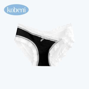 KOBENI กางเกงในผู้หญิง ผ้าเรยอน กางเกงในไร้ขอบ มีลูกไม้ เอวต่ำ เซ็กซี่ ระบายอากาศ สไตล์โลลิต้า