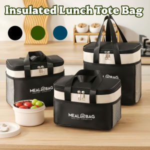 Waterproof Oxford Cloth Lunch Bag Large Capacity Insulated Thermal Tote Bag for Office Campus Picnic