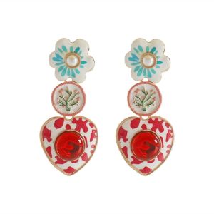 JVKISX Creative Asymmetrical Enamel Dangle Earrings Charm Flower Geometric Stud Earrings Cute Retro Bohemian Dangle Earring Beach