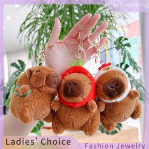 [Hot Sale Jewellery]liuchuanbing Cute Capybara Plush Keychain Backpack Pendant Toy Car Key Ring Decoration Accessories Kawaii Stuffed Doll Children Birthday Gift