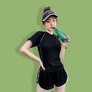 【Mermaid Swimsuit】Ready stocks  suit for women Beach wear Swimsuit women Korean version High waisted Swimwear泳衣女装 保守 显瘦 Plus size womens South Korean beach sports quick drying forever short sleeved shorts