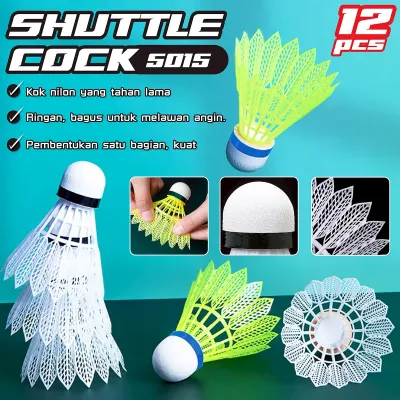 HTD SPORT Shuttlecock Badminton Kok Bulu Tangkis Plastik Ringan Tahan Lama Bahan Nylon 12PCS