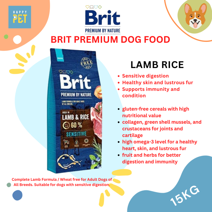 Brit Premium Sensitive Lamb Rice Dog Food (15KG) Dry Food Dog