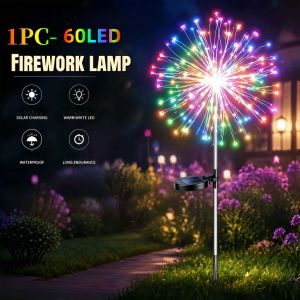 Solar Christmas Lights Outdoor Waterproof for Patio Lawn Garden Christmas Flash Decor with 2 Styles Optional Jellyfish Lights and Firework Lights