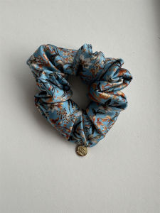19mm mulberry silk hair scrunchies for women blue floral hair tie for lady high quality hair accessories
