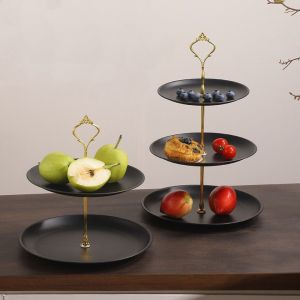 NIGHT PU 2/3 Layer Fruit Tray Stainless Steel Easy To Use Dessert Display Holder Portable Multi-Function Cake Dessert Tray Kitchen