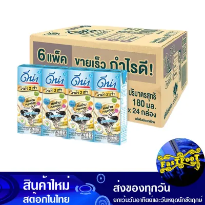 นมถั่วเหลือง ยูเอชที รสงาดำ น้ำตาลน้อย 180 มล(24กล่อง) ดีน่า Dna UHT Soy Milk Black Sesame Flavor Low Sugar นมธัญพืช นมกล่อง