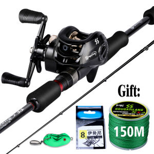 Sougayilang Joran dan Reel 1.8 Meter 2 Bagian Casting Fishing Rod dan 18 + 1 BB 7.2:1 Rasio Gear Rem Magnetik Baitcasting Reel Memancing Baris Lure Combo Set