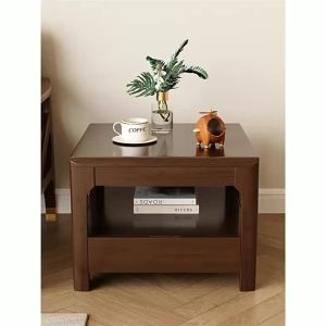 Japanese Style Living Room Sofa Side Table Coffee Table Solid Wood Double Layer Square Table Nordic Simple Modern Home Corner Table
