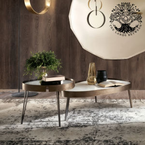 Bàn trà sofa bàn phòng khách bàn cafe Elip LUMIERE INFINITE  – RIFLESSI nhập khẩu Inox đồng xước