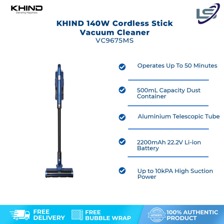 KHIND 140W Cordless Stick Vacuum Cleaner VC9675MS Operates Up To 50