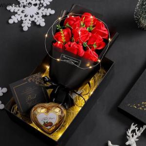 WP💓💛💖 9 Heads Soap Flower Rose Bouquet Artificial Flower For Christmas Wedding Birthday Party Valentines Day DIY Gift Home Decoration