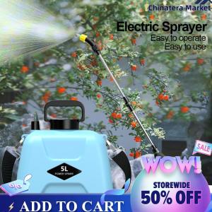 【Chinatera】5L Electric Sprayer USB Rechargeable Garden Irrigation Sprinklers 2 Modes Telescopic Handle 360 Rotating Nozzle with Shoulder Strap Garden Supplies