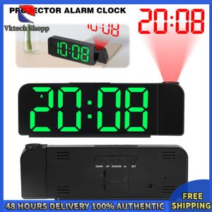 Vktech Multi-Function Projection Alarm Clock with Adjustable Brightness for Home Office and Bedroom Decor Digital Bedside Clock with Snooze and Night Light