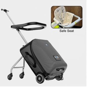 MITSOSA New 20 Inch Kids Ride On Luggage 2-in-1 Portable Suitcase Childrens Scooter Suitcase New Lazy Suitcase Children Boarding Case Baby Trolley Suitcase Kids Sit on Suitcase Lazy Baby Luggage