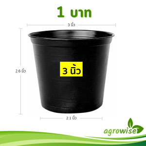 กระถาง กระถางต้นไม้ กระถางพลาสติก เบอร์ 3 นิ้ว สีดำ Bundle 100 ใบ ชิ้น อัน