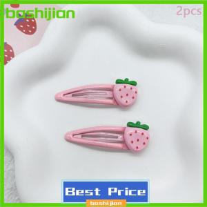 bashijian 2 Pcs Cute Sweet Strawberry Hairpin Lovely Pink Hair Clips Girls Bangs Clips BB Snap Clip Hair Accessories