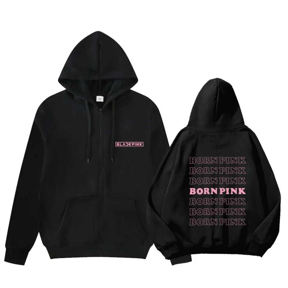 KPOP BLACKPINK BORN PINK Zip-up Jacket Plus Size Men and Women Korean  Fashion Loose Hoodie Harajuku Streetwear Sweatshirt Tops