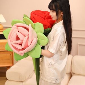 TSEVD Realistic Simulation Plush Rose Romantic Soft Red Rose Bouquet Creative Bouquet Lifelike Rose Bouquet Doll Valentines Day Gift