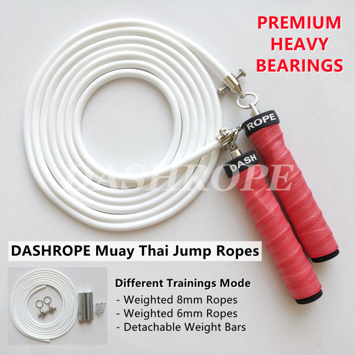 DASHROPE MuayThai Weighted Heavy Skipping Ropes 6mm 8mm PVC Jump