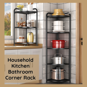 3 4 5 Tiers Foldable Corner Storage Rack Kitchen Bathroom Multi Purpose Kitchen