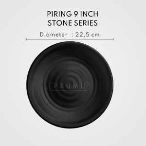 PRUMU Melamine Stone Piring 9 inch - Piring Bulat - Piring Makan - Piring Saji - Piring Restoran - Piring Cafe - Piring Hotel - Golden Dragon P2209A