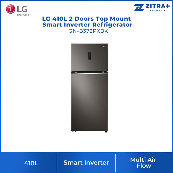 LG 410L 2 Doors Top Mount Smart Inverter Refrigerator GNB372PXBK