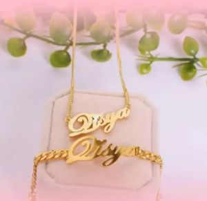 kalung gelang liontin costum nama 1 set lapis emas 24k