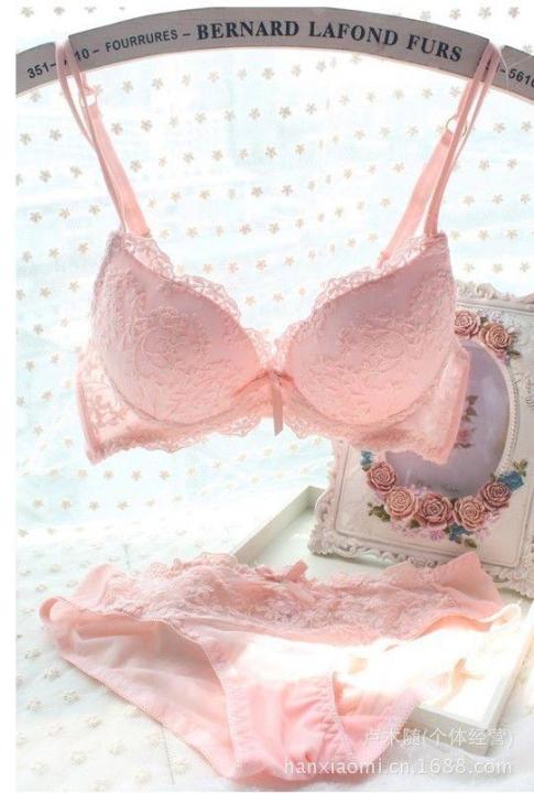 Moderntime Tiktok style 4 Style Cute Lace Embroidery Floral Bra Set Women  Push Up Underwear Set Bra and Panty Set 32 34 36 B Cup For Female Everyday