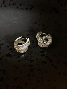 Two-piece diamond-studded double-ring ear cuff earrings ins Trendy earrings fashionable and versatile with a unique design and a touch of elegance