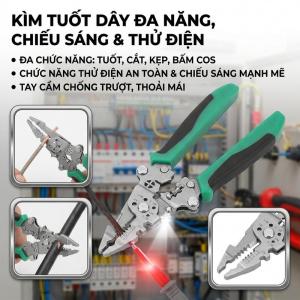 【FREESHIP】Kìm gấp có đèn chiếu sáng đa chức năng dùng để tuốt dây điện