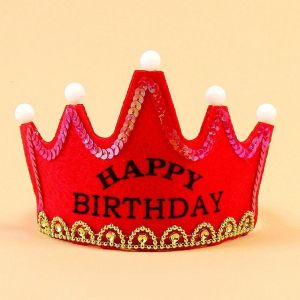 Cài tóc Vương miện sinh nhật có đèn led phát sáng  cài tóc happy birthday đính đá  cài tóc sinh nhật nhựa vương niệm đội đầu khăn voan công chúa cho bé