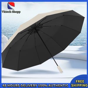 Vktech Elegant Automatic Umbrella with 16 Ribs Windproof Design Sun Rain Protection for Men and Women