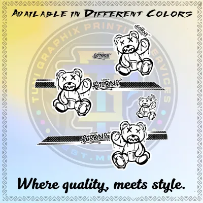 HONDA GIORNO 125 TEDDY BEAR DESIGN DECALS - PREMIUM LAMINATED STICKER