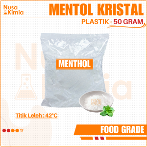 Menthol Crystal 50 Gram - Mentol Kristal Food Grade - Campuran Makanan dan Minuman - Campuran Jamu
