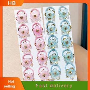 HB 10Pcs Girls Elastic Hair Bands With Rhinestone And Flower Decorations High Elasticity Durable Hair Ties For Outdoors Party