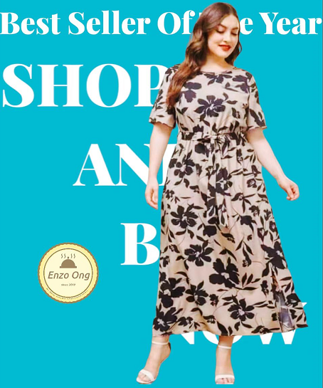 Plus Size Women Bohemian Style Beach Dress Gown Elegant Sundress - Main Image