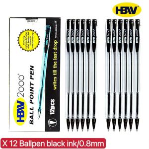 HBW2000 12 pcs ballpen box - 0.8mm black ink sign & gel pen smoothness sign pen & ballpen set 12 pcs great for office supplies & school wholesale