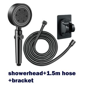 Black Shower Head 5-speed Booster Shower with Hose Portable Bathroom Set Handheld One-key Water Stop