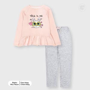 Bộ bé gái BIGFOX - MISS MEOW thu đông size đại bộ dài tay cho bé phong cách Hàn Quốc hình in thỏ đeo kính 34567891011 tuổi