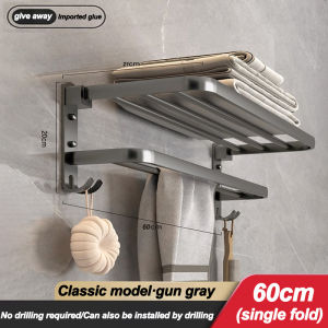 Space Aluminum Bathroom Towel Rack Towel Bar Rak Tuala Mandi Penyangkut Tuala Bathroom Organizer Accessories Bathroom rack shelf