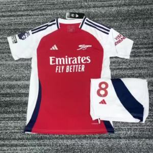 24-25 Season Home Arsenal Football Jersey Kids Soccer Jersey Saka Odegaard Jesus Rice Havertz Martinelli Tomiyasu Children Football Uniform With Socks and Armband Boys Girls Arsenal F.C Soccer Short-sleeve Top Shorts Sets Club School Team Customized